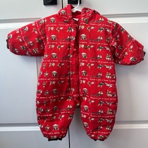 Vintage Petit Bateu Red Snowsuit (Size 1AN/12 Months)